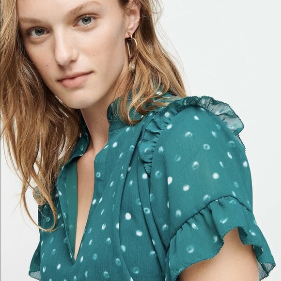 J Crew Short Sleeve Ruffle Top in Painted Top - Picture 4 of 10